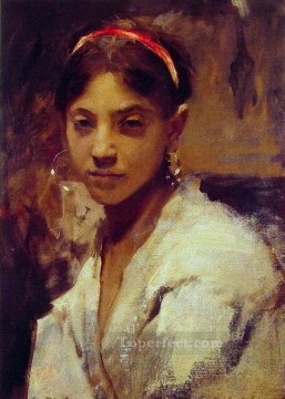 Cabeza de un retrato de niña Capril John Singer Sargent Pinturas al óleo
